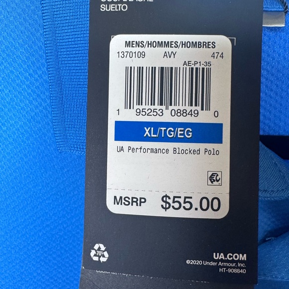 Under Armour Performance Polo XL Blue NWT - Picture 2 of 4